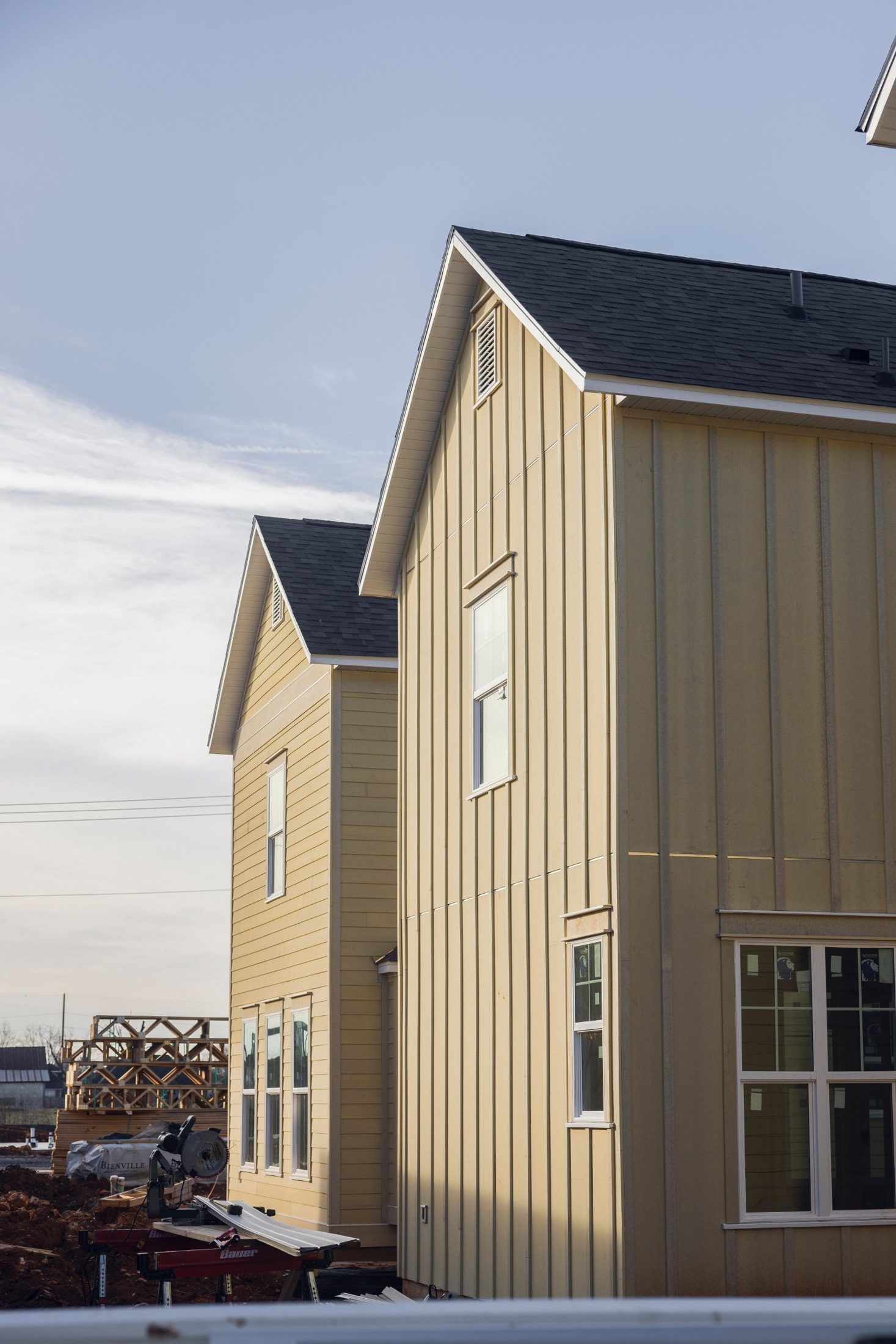 McCauley Place cottages with board-and-batten siding
